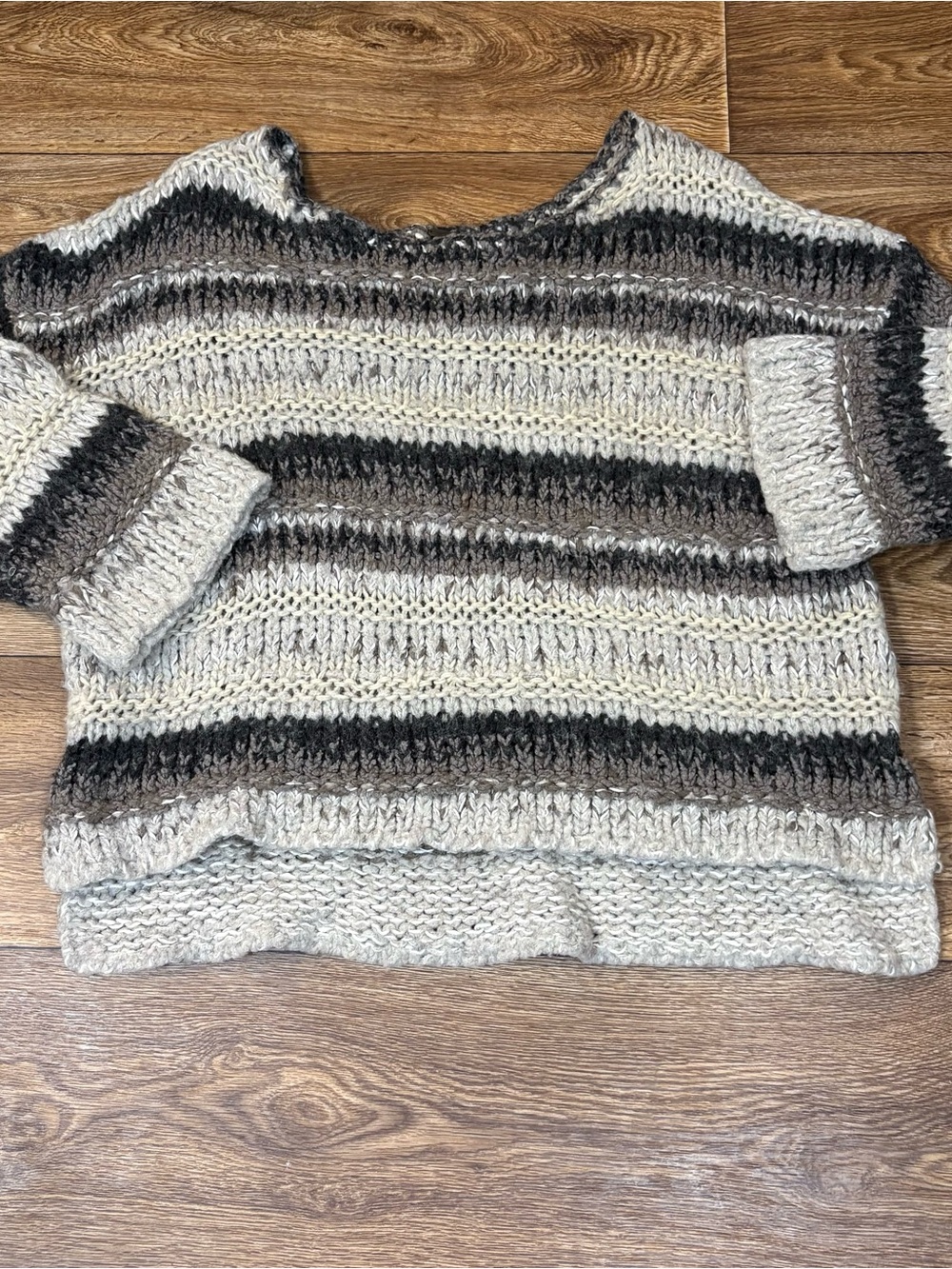Free People Oversized Chunky Knit Striped Boho Sweater Small